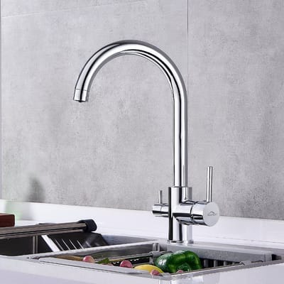Auralum max Keukenkraan - Keukenkraan 3-wegkraan met osmosesysteem waterfilter drinkwaterkraan - Kraan Keuken - Mengkraan Keuken - Keukenkranen Chroom