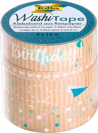 Folia washi tape kraft party I, pak met 4 stuks