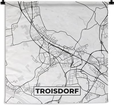 Wandkleed - Wanddoek - Troisdorf - Plattegrond - Stadskaart - Kaart - 180x180 cm - Wandtapijt