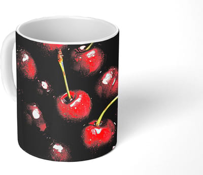 Mok - Koffiemok - Rood - Fruit - Kersen - Mokken - 350 ML - Beker - Koffiemokken - Theemok