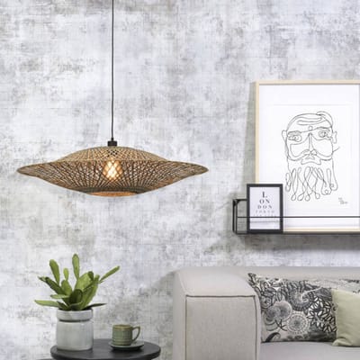 GOOD&MOJO Hanglamp Bali - Bamboe/Zwart - Ø87cm - Scandinavisch,Bohemian - Hanglampen Eetkamer, Slaapkamer, Woonkamer