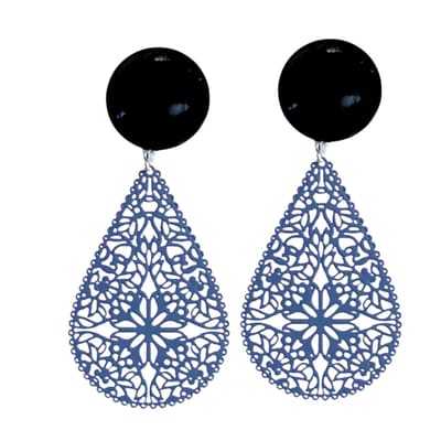 Clip oorbellen -blauw- filigraan- ster- zwart- geen gaatje- Charme Bijoux