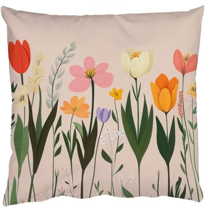 Sierkussens - Kussentjes Woonkamer - 50x50 cm - Pasteltinten - Bloemen - Illustratie