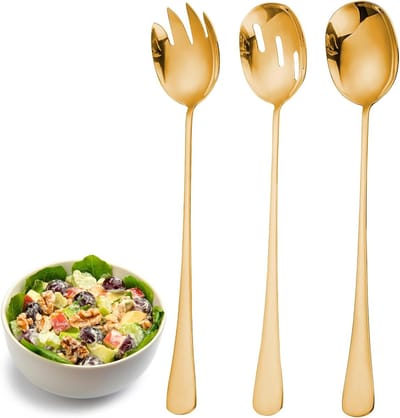 Stainless Steel Saladeset met Lepels en Vorken voor Restaurant, Feest en Buffet - 3-delige Set