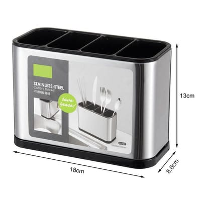 Porte-couverts en acier inoxydable Ménage Vaisselle Plateau égouttoir Rangement cuillères Organisateur de couverts Cuisine Porte-couverts Égouttoir à couverts black