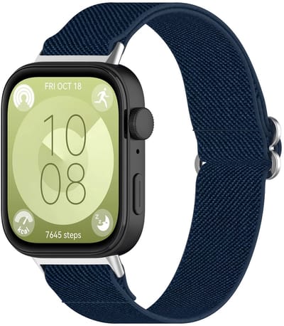 By Qubix - Elastische nylon band - Donkerblauw - geschikt voor Huawei Watch Fit 5 / 4 / 3