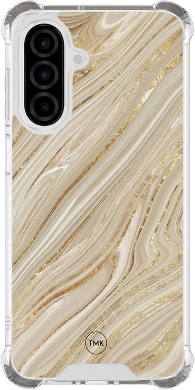 Shockproof hoesje geschikt voor Samsung Galaxy A26 - Golden marble - Schokbestendig - Verhoogde randen - TPU case - Extra Sterke Back Cover - Marmer - Transparant, Goud