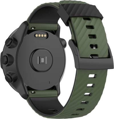 Siliconen bandje - geschikt voor Suunto 9 Peak (Pro) / 7 / 5 Peak / Suunto Race (S) / Suunto Vertical / Suunto Run - donkergroen-zwart