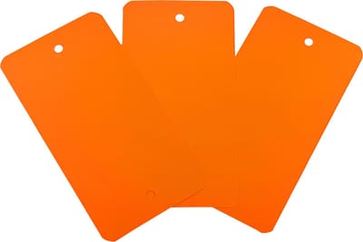 Kortpack - PVC labels - 120mm x 65mm - Oranje - 1000 Stuks per verpakking - Met 2 ponsgaten - Schrijfbaar - Eenvoudig labelen - (021.0047)