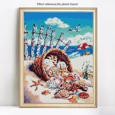 Diamant broderie paysage photo perles coquille diamant peinture ronde arrivée diamant 20X30 blue