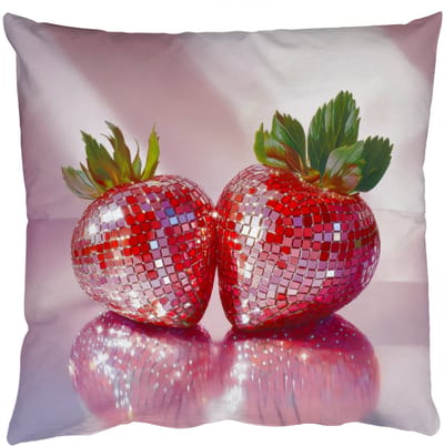 Sierkussens - Kussentjes Woonkamer - 50x50 cm - Disco - Fruit - Glitter - Strawberry