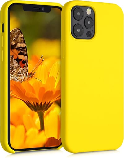 kwmobile telefoonhoesje geschikt voor Apple iPhone 12 / iPhone 12 Pro - Hoesje met siliconen coating - Smartphone case in stralend geel