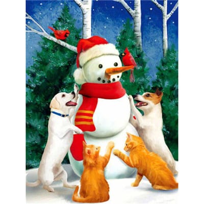 5D diamant schilderij sneeuwpop diamant borduurwerk DIY hond kat foto steentjes 20X30CM black