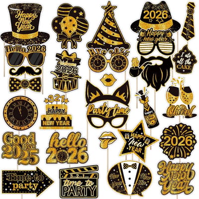Solidchoice - 30 Stuks Nieuwe Jaar Fotobooth Props voor Feestelijkheden