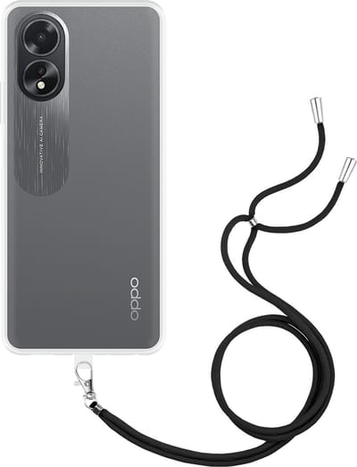 Cazy hoesje met koord geschikt voor Oppo A18 (4G) / A38 (4G) Hoesje met Koord - Flexibele Case - Transparant