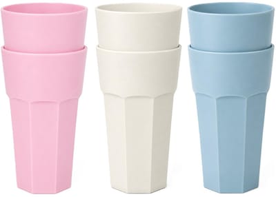 Plasticforte onbreekbare drinkglazen - 6x stuks - kunststof/plastic - mix van 3 kleuren - 600 ml - 16 cm