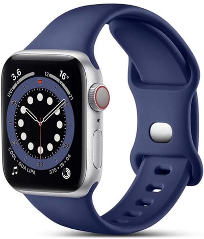Mobiq - Siliconen Bandje geschikt voor Apple Watch 42 mm (Series 10) - donkerblauw