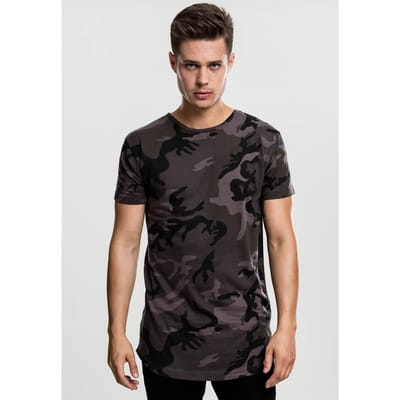 Urban Classics - Camo Shaped Long Heren T-shirt - S - Zwart/Zwart