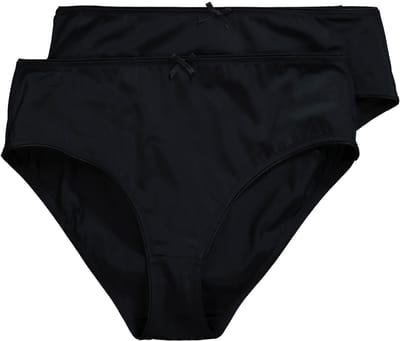 Ulla Popken - Dames - Slips set van 2 microvezel - Zwart - Maat 42+