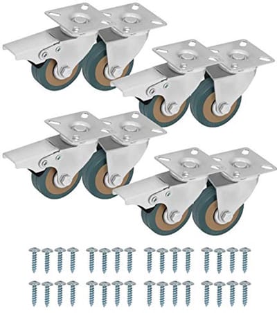 Allecto - Zware Kwaliteit Swivel Zwenk Meubel Wielen - Industrieel Gebruik - 50 mm Zwenkwielen - Rubberen Wielen, Schroeven, Rem - Trolleys, Meubel Plaatsing - Zwart 8 Pak.