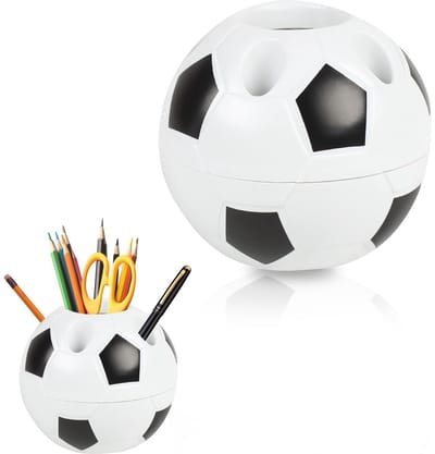 Pennenkoker, pennenhouder in voetbalstijl voor scholieren met 6 gaten, tafelorganizer van kunststof, pennenorganizer voor kantoor, thuis, school, perfect cadeau voor de eerste schooldag, cadeau