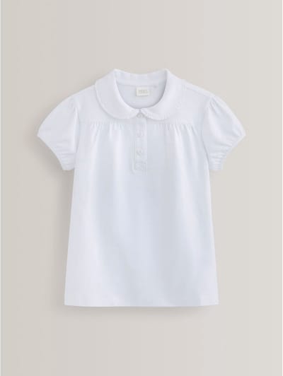 Next - Meisjes - Katoenen jersey schooltop met stretch en mooie kraag - Wit