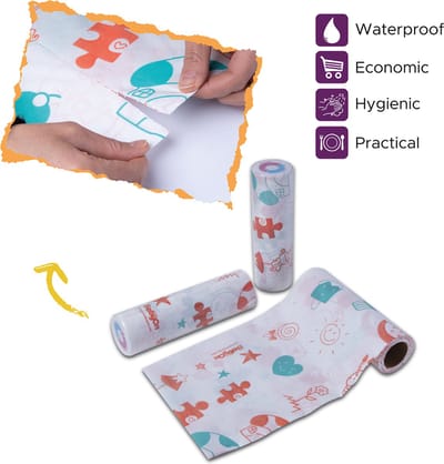 Tafelkleed voor kinderen op een Rol - waterdicht - waterproof - spatmat kleed Onder de Kinderstoel - 100x120 Wegwerp Vloermat Onder Kinderstoel - Baby - Maaltijd-Picknick-Knutselen - Kinderdagverblijf - School - tafelkleed - Liefde Motief - 30 stuks