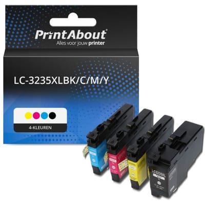 PrintAbout huismerk Inktcartridge LC-3235XLBK/C/M/Y 4-kleuren Multipack Geschikt voor Brother