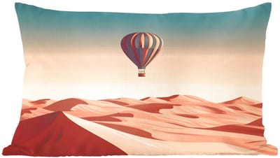 Sierkussens - Kussentjes Woonkamer - 60x40 cm - Luchtballon - Woestijn - Zonsondergang - Blauw