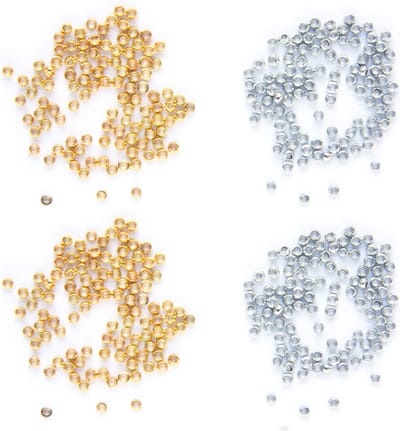 Knijpkralen, van huid VEILIGE metaalsoort, 400 stuks, goud- en zilverkleurig – 2mm – DIY zelf sieraden maken