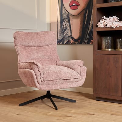 StarFurn Fauteuil Vera - Roze Stof - Draaibaar - 82x95x96,5cm