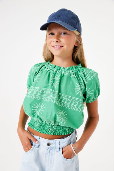 GARCIA Meisjes Print Blouse Groen Korte mouw