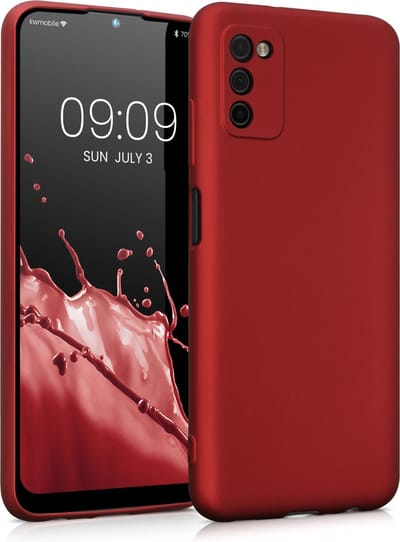kwmobile telefoonhoesje geschikt voor Samsung Galaxy A03s - Hoesje voor smartphone - Back cover in metallic donkerrood