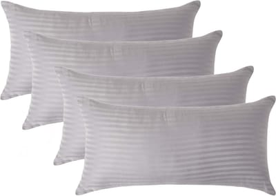 Homescapes Satijn Streep Katoen Kussensloop 40x80 cm – Set van 4 – Zilvergrijs – 100% Egyptisch Katoen – Draaddichtheid 330