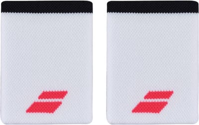 Babolat unisex logo Jumbo wristband / polsband - wit / strike rood - 2 stuks