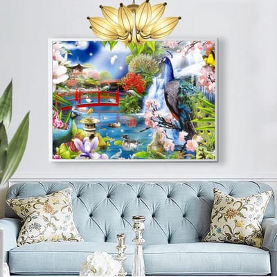 Diamant schilderij volledige boor ronde pauw diamant borduurwerk schilderachtige foto's van steentjes 20X30CM gray