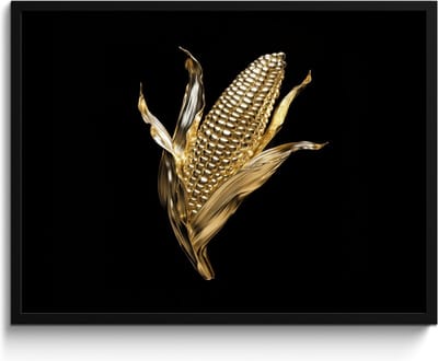 Fotolijst inclusief poster - Posterlijst 80x60 cm - Posters - Mais - Eten - Goud - Zwart - Foto in lijst - Keuken decoratie muur - Wanddecoratie accessoires - Muurdecoratie - Schilderijen