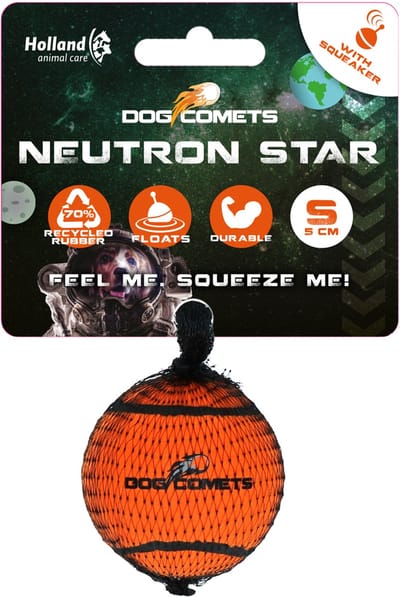 Dog Comets Neutron Star - Hondenbal met pieper - Ø 5 cm - Hondenspeelgoed - Tennisbal - Stuiterende tennisbal - Oranje - 1 stuk
