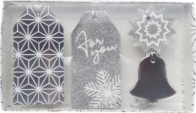 Cadeau labels Christmas Silver 16 Delig - Kerst kado labels