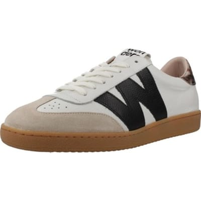 Wonders Beige gecombineerde leren sportschoenen