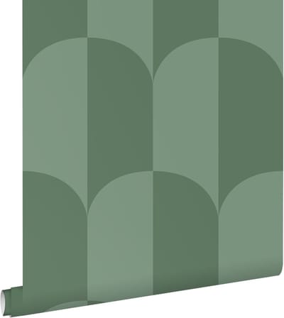 ESTAhome behang art deco bogen vergrijsd zeegroen - 53 cm x 10.05 m - 139995