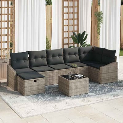 vidaXL - Bankstel - 8 - st - poly - rattan