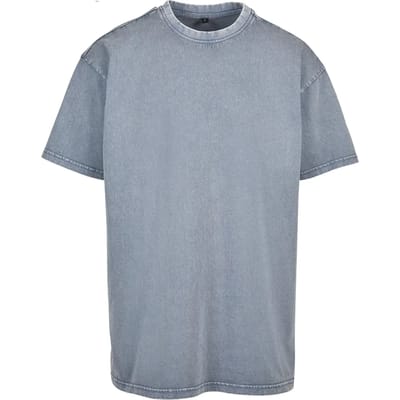 Build your Brand Acid Washed Heavy Oversize Tee BY189 - Vintage Blue - XS