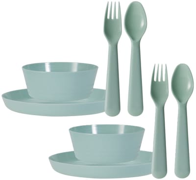 Excellent Houseware Kunststof kinderservies set - 48-delig - mintgroen - Campingservies / picknickservies - peuters