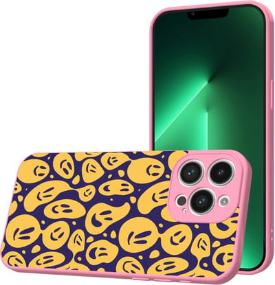 Smartphonica Telefoonhoesje Geschikt voor iPhone 13 Pro met Smiley en Emoji opdruk - TPU Back Cover Case Smiley and Emoji Design - Roze geschikt voor iPhone 13 Pro