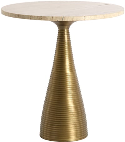Light&living Bijzettafel Ø45x47 cm BAHIA zand travertin+antiek brons