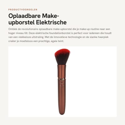 Dailygoods - Oplaadbare Make-upborstel - Elektrische Foundationborstel - Vlekkeloze Borstel - Bruin schuin hoofd - Waterdichte Cosmetische Borstel - G...