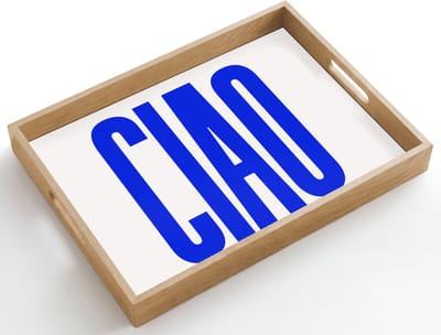 Dienblad hout 50x35 cm - Schootdienblad - Ciao - Hoofdletters - Blauw - Minimalistisch - Borrelplank rechthoek - Plateau dienbladen