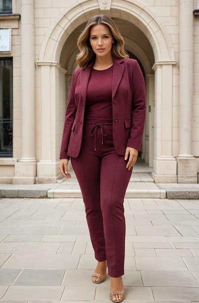 MI PIACE - Bonded Travel Broek Skinny 202632 Burgundy - Maat : XXL