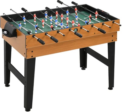 4 in 1 Partyspeltafel - Voetbaltafel - Inclusief Tafelvoetbal, Tafeltennis, Biljart, Tafelhockey - Tafelvoetbalspel - Tafel Voetbal - 107 x 61 x 84.5 cm - Metaal - Hout - Naturel + Zwart